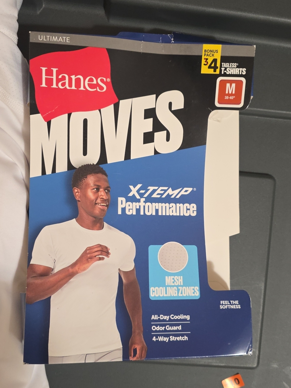 THREE Hanes Moves X-Temp Performance Men’s White Crew T-Shirt - White